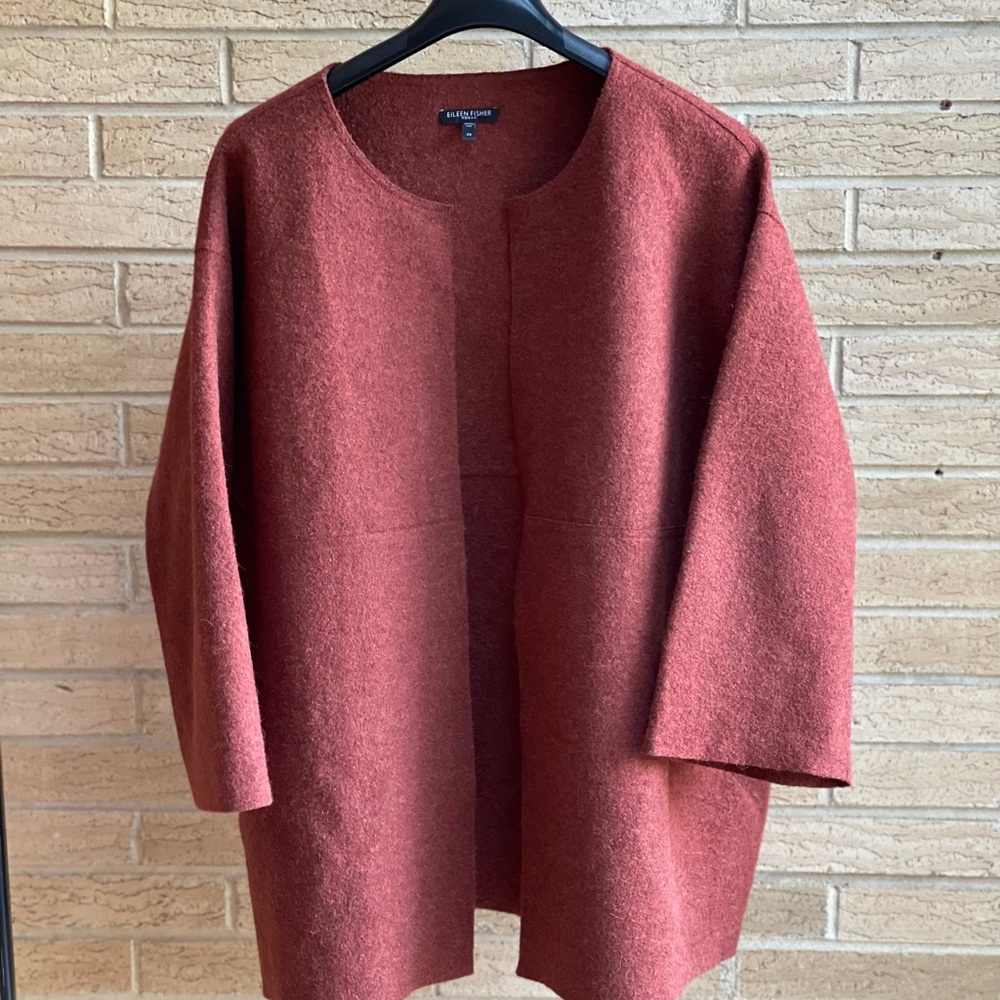 Eileen Fisher Rust Alpaca/Wool Jacket Sz 2x - Excellent Condition